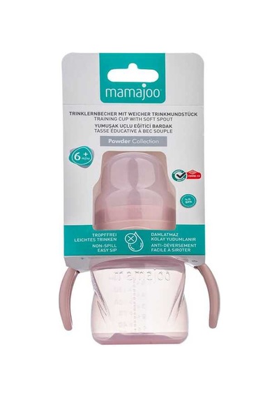 Mamajoo Antikolik Akıtmaz Alıştırma Bardağı 160 ml & İkili Ergonmik Beslenme Kaşığı - Powder Pink