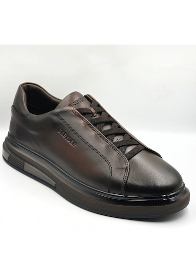Greyder 64726 Kahve Hakiki Deri Slip-on Bağcıklı Erkek Deri Sneaker Ayakkabı