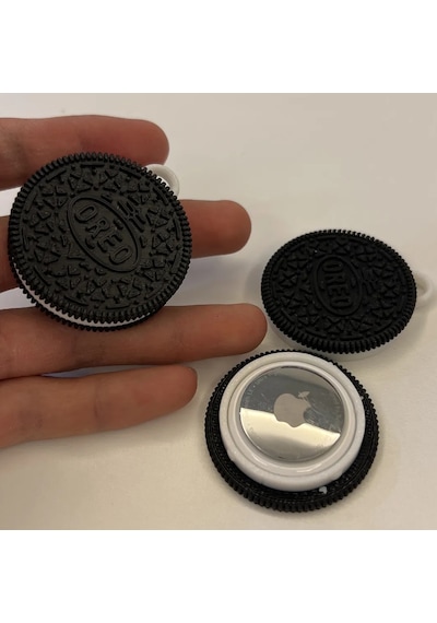 Oreo Görünümlü Apple Uyumlu AirTag İçin Tasarlanmış Kılıf Anahtarlık Keychain