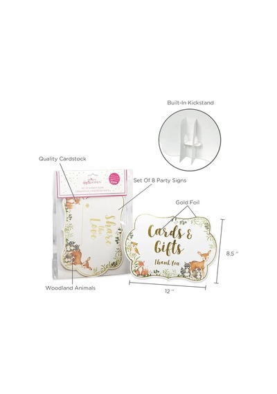 Woodland Baby Shower, Tek Boy, Dekor İşareti Seti 8'li Set Çok renkli