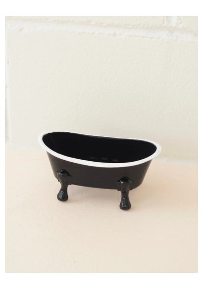 Dekoratif Metal Sabunluk Vintage Küvet Tasarım Banyo Sabunluk Banyo Lavabo Dekoru Ahşap - Siyah