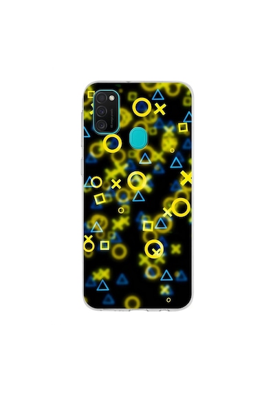 Samsung Galaxy Uyumlu M21 Kapak Semboller Tasarımlı Şeffaf Silikon Kılıf Şeffaf