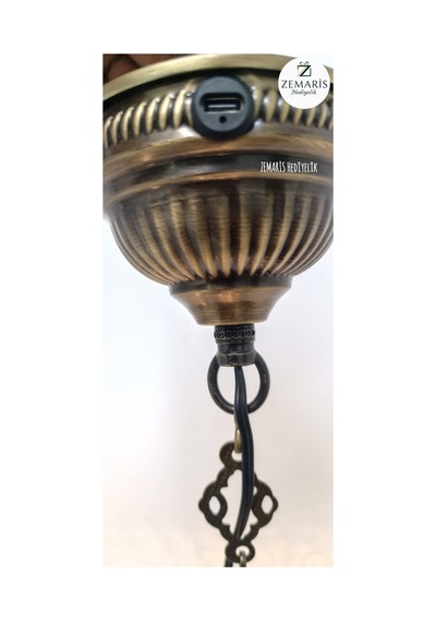 El Yapımı Otantik Mozaik Şarjlı Sarkıt Avize Büyük Camlı Beyaz - 820078548 Beyaz