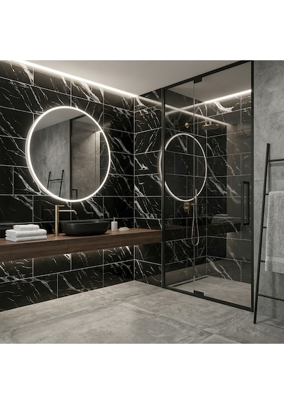 30x60 Cm Kendinden Yapışkanlı Duvar,banyo,tezgah Arası Kaplama Siyah Mermer Desen 12 Adet 1089-30-12