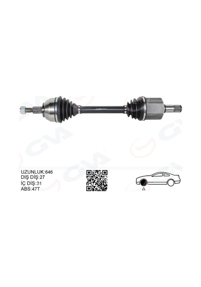 Depomıx Ön Aks Komple Sol Kuga I 2.0 Tdcı 08-14 Power. Otom. 6 Vitesli Çift Kavrama 4x4 646 Mm Diş 2 Dişli