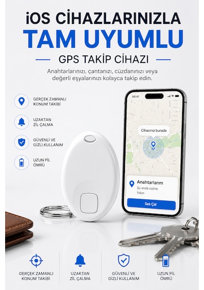 Apple Uyumlu iOS Uyumlu Gps Takip Cihazı Anahtarlık Ve Çanta Takip Aparatı Gerçek Zamanlı Konum Takibi Uzun Pil Ömrü Beyaz Apple Uyumlu iOS Uyumlu Gps Takip Cihazı Anahtarlık Ve Çanta Takip Aparatı Gerçek Zamanlı Konum Takibi Uzun Pil Ömrü Beyaz