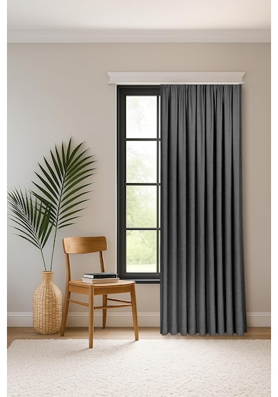 Gauze Fabric Design Safir Kadife Dokulu Antrasit Ekstrafor Büzgülü Keten Dokulu Yüksek Kaliteli Tek Kanat Fon Perd Diğer