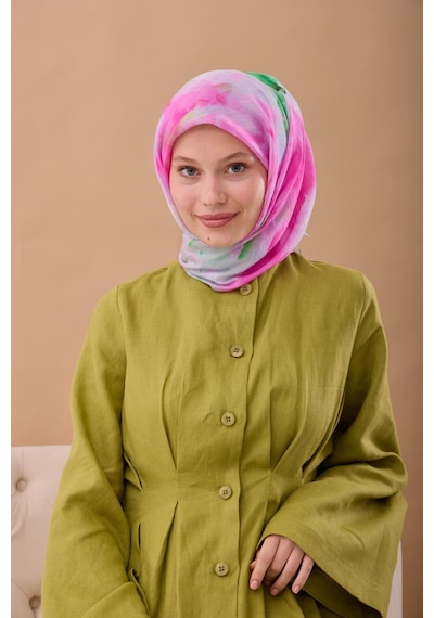 Silk Home Olinda İpek Eşarp 47004-25 Gümüş, Pembe, Yeşil, Koyu Yeşil