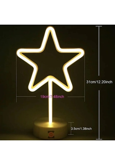 Yıldız Neon Led Lamba Sarı
