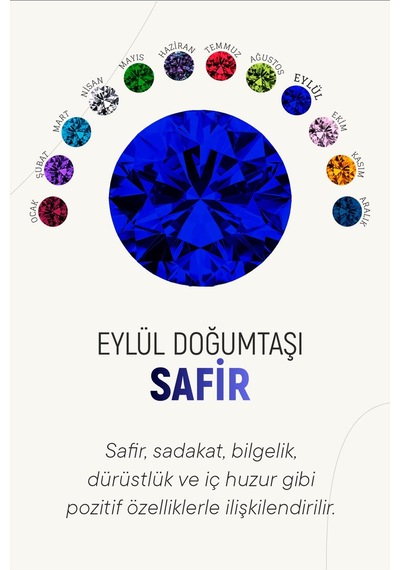 Eylül Safir Doğum Taşı Rose Tektaş Çivili Gümüş Küpe Gümüş