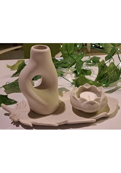 Flora Vazo Ve Lotus Çiçeği 3 Lü Takım