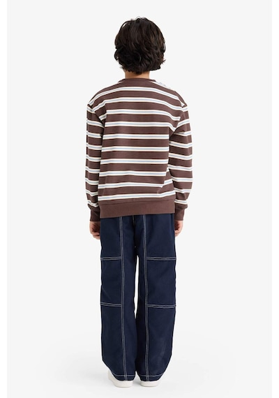 Defacto Erkek Çocuk 2li Takım Çizgili Sweatshirt Jean Pantolon G4682a825wnbn258 Kahve-bn258