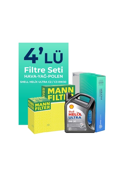 Mann Peugeot 3008 1.6 Bluehdi Dizel Filtre Bakım Seti Shell Motor Yağlı (2014-2016) 4 Lü