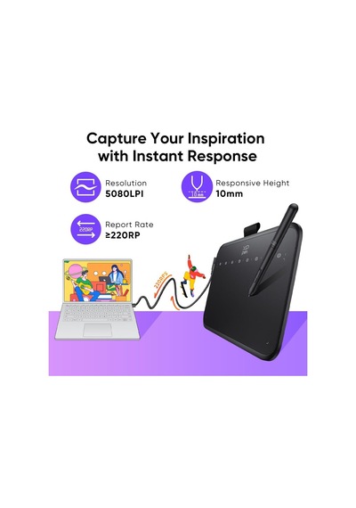 Xppen Deco 640 Grafik Çizim Tableti, 16384 Basınç Seviyesi, Pilsiz Kalem, 6x4 İnç, Windows Mac Android Uyumlu