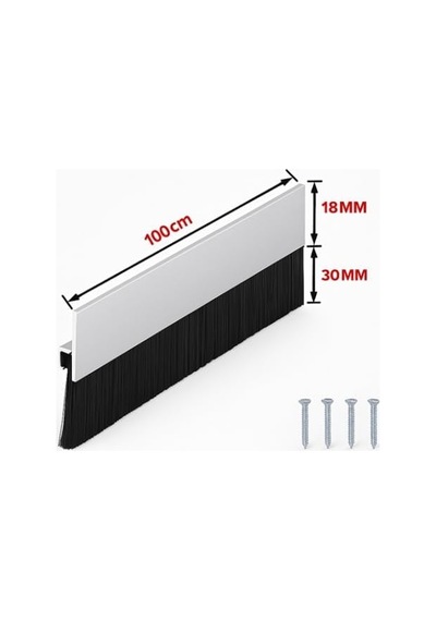 Ayrıntıshop Alüminyum Kapı Altı Fırça Fitil 100 Cm / Kapı Altı Kıl Fırça Süpürgesi 3 Cm 0.05 M