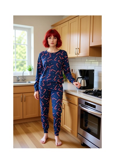 Ersefa Kadın Yılbaşı Desenli Örme Pijama Takımı Fonksiyonel Dayanıklı Ka Çok renkli