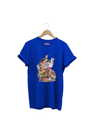 Avcılık Hunter Kurzhaar Av Köpeği Ve Keklik Avcılığı Baskılı Regular Fit %100 Pamuk Mavi T-shirt Saks Mavi