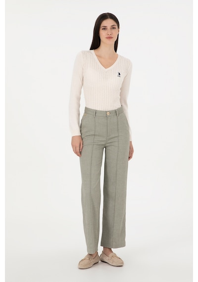 U.S. Polo Assn. Kadın Haki Straight Fit Kanvas Pantolon 50298546-VR027