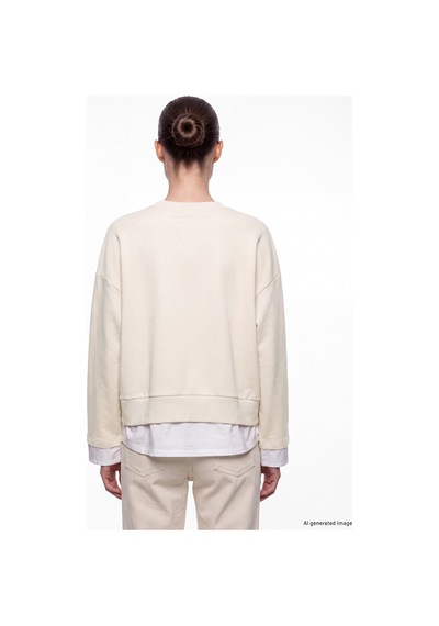 Lcw Comfort Bej Bisiklet Yaka Oversize Kadın Sweatshirt