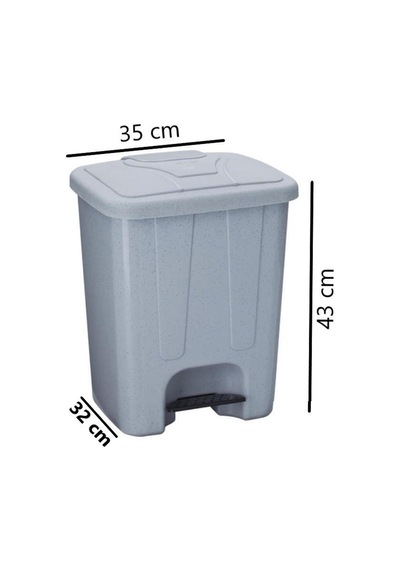 Omnipazar Sy-4250 25 Lt Köşeli Pedallı Plastik Çöp Kovası İç Kovalı Gri Açık Gri
