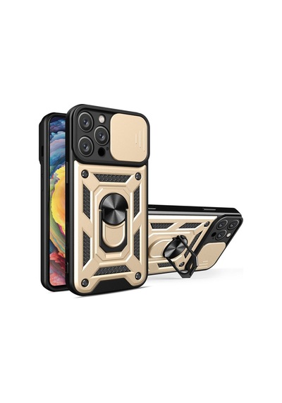 Apple iPhone Uyumlu,  16 Pro Kılıf Pars Lens Yüzüklü Silikon - Gold