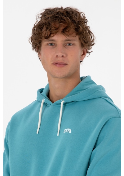 U.S. Polo Assn. Erkek Oversize Fit Kapüşonlu Şardonlu Mint Basic Sweatshirt 50313782-VR152