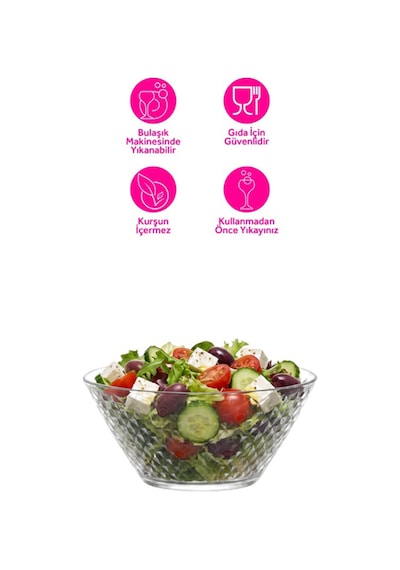 Lav Artemis Cam Salata Kasesi Tekli Ekstra Büyük 2150 ml (Sunum Kasesi , Hazırlık Kasesi)
