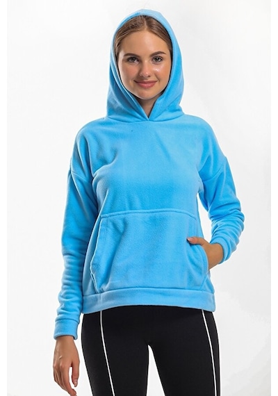 Slazenger SASSA IN Kadın Kapüşonlu Cepli Mavi Polar