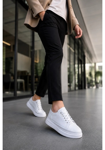 Mevese Emirp Cilt Bağcıklı Erkek Sneaker Günlük Ayakkabı - Beyaz