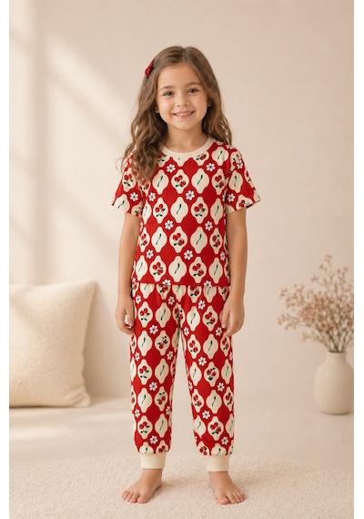 Beniizle Kız Çocuk Pijama Takımı Kırmızı