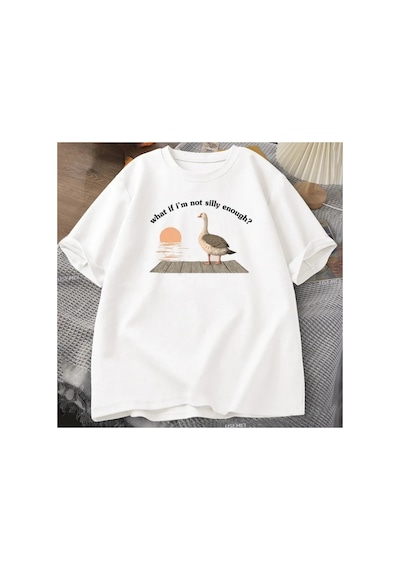 Tarzsokak Beyaz Komik Kaz Ördek Tshirt Trend Tee Baskıtshirt Vintag