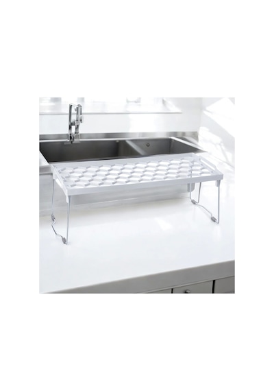Plastik Metal Ayaklı Dikdörtgen Mini Raf Düzenleyici Organizer Beyaz