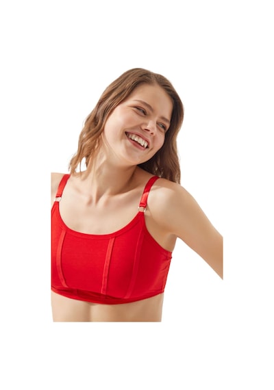 Cottonhill Kırmızı Pamuklu Ayarlanabilir Askılı Kadın Bralet Büstiyer Kırmızı