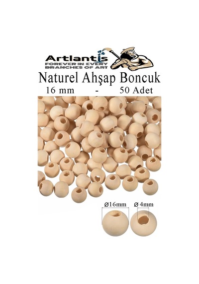 Naturel Ahşap Boncuk 16mm 50 Li 1 Paket Ham Boyanabilir Ahşap Yuvarlak Doğal Boncuklar Takı Tasarım Ektinlik Kreş Okul