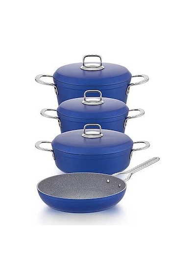 Hascevher Clarissa 7 Pcs Granit Elmas Tencere Seti 1822ten26kar26tv Renk Mavi