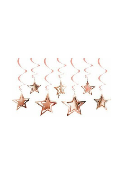 10 Lu 3d Yıldız Tavan Sarkıt Süs Rose Gold Standart