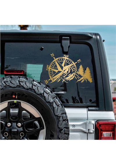 Pusula Dağ Ve Orman Sticker - Araba Oto Motosiklet Karavan Araç Sticker - 00342 30x19 Cm