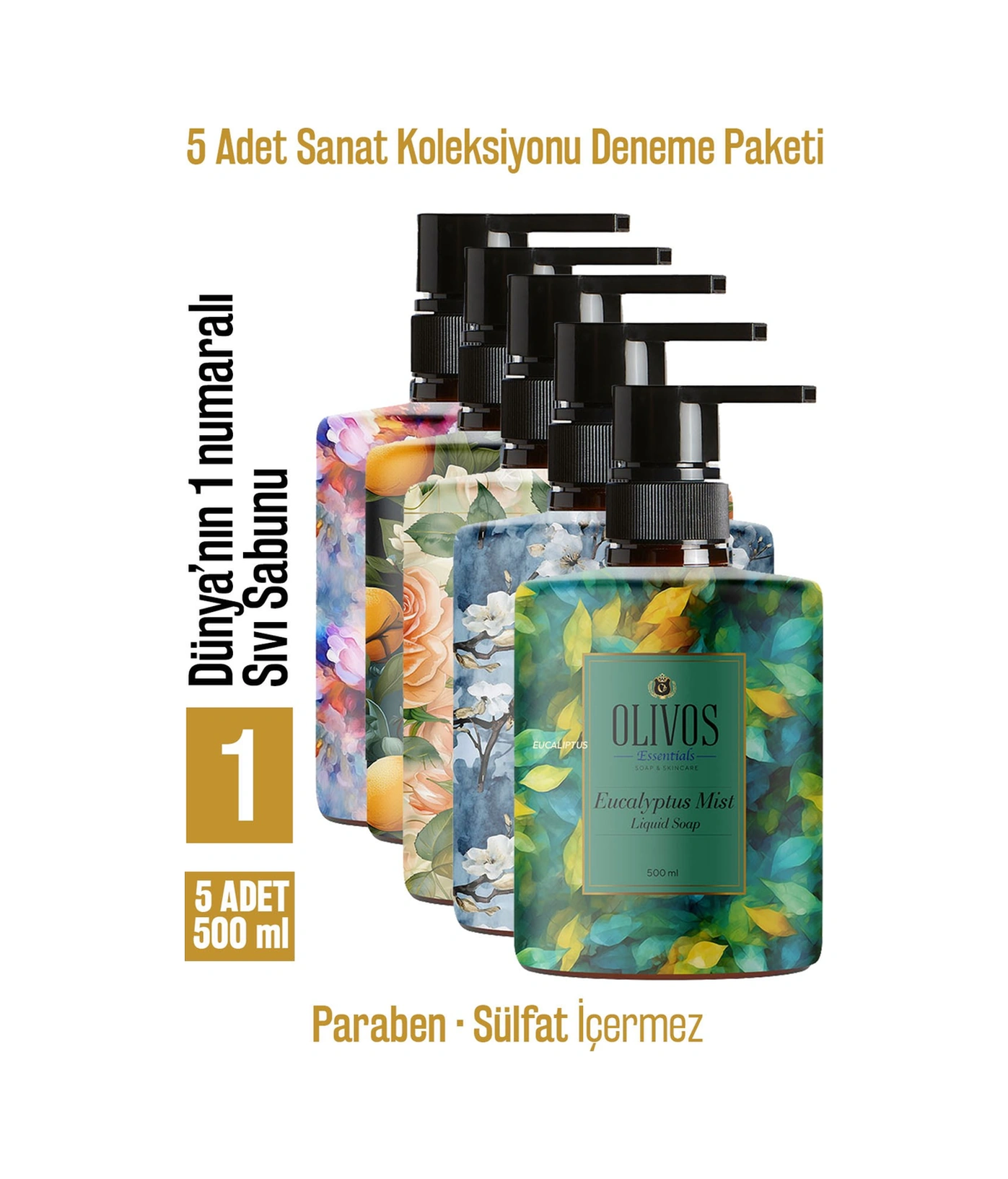 Olivos Sanat Koleksiyonu Sıvı Sabun Seti 5 x 500 ML