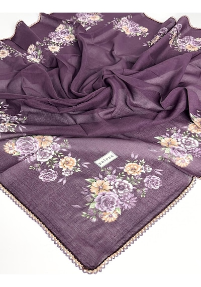 Eripek Oyalı Pamuk Yazma 6590 Mor