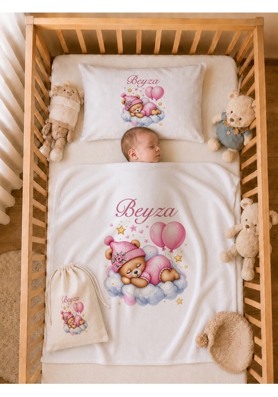 Pia Baby İsme Özel Kız Bebek %100 Pamuk Hastane Çıkışı Tulum Şapka Eldiven Kıyafet Keseli Hediye Seti 1032tybkyx Krem