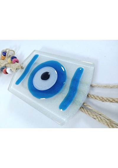 Dikdörtgen Nazar Boncuğu 11 X 7 Cm Özel Tasarım El Yapımı Makrome