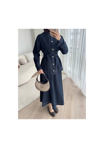 Meecy Tesettür Denim İkili Takım Lacivert Lacivert