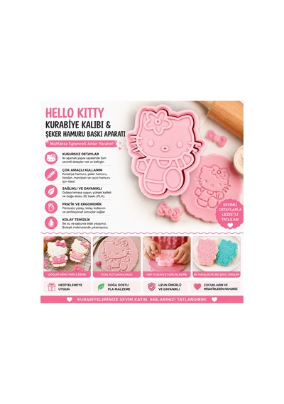 Hello Kitty Tasarımlı 3d Kurabiye Kalıbı Ve Şeker Hamuru Kopat Pasta Süsleme Aparatı Diğer