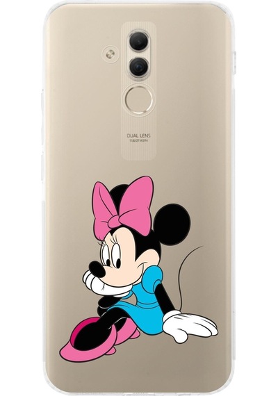 Huawei Mate 20 Lite Kamera Korumalı Kapak Minnie Mouse Tasarımlı Şeffaf Kılıf Şeffaf