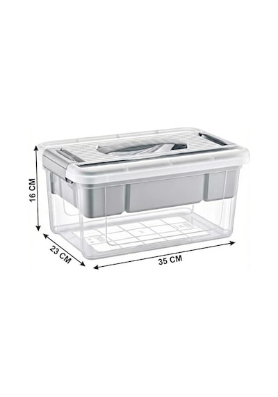 Büyük Boy Bölmeli Organizer Kutu 9 Litre - Şeffaf Tasarım Saklama Kabı - Ev Araba Saklama Kutusu - Ev Banyo Düzenleyici, Dolap Düzenleyici, Saklama, Kutu, Organizer Açık Ahşap