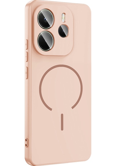 Xiaomi Redmi Note 14 4g Kılıf M-safe Şarj Özellikli Zore Meta Kapak Titanyum-Gri