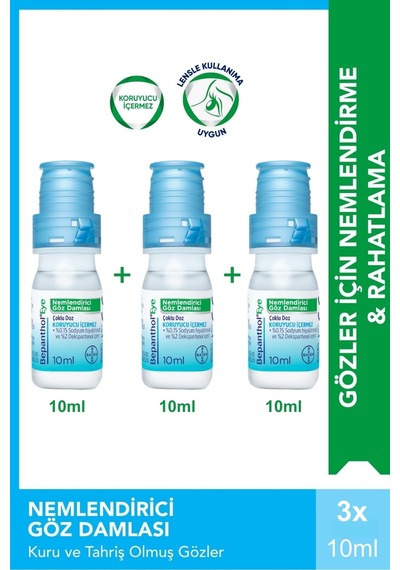 Bepanthol Eye Nemlendirici Göz Damlası 10 Ml X 3 Adet