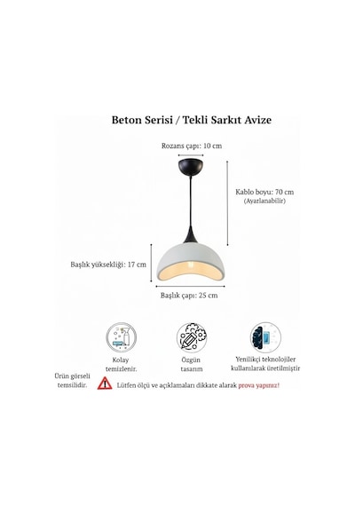 İskandinav Tarz Beton Görünümlü Bohem Tekli Sarkıt Avize - Mermer -mutfak, Salon, Çocuk Odası, Hol Aydınlatması Gri