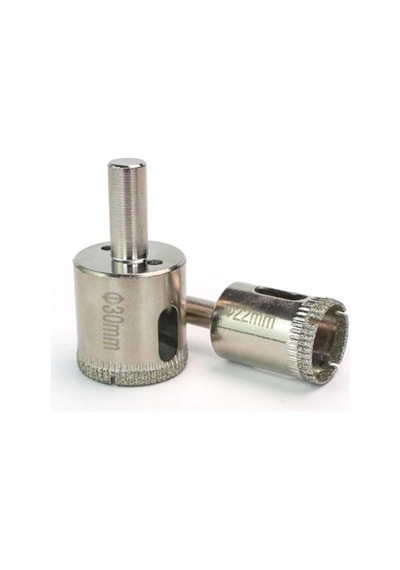 Mermer Granit Fayans Porselen Cam 22mm 30mm Yuvarlak Delme Pancı Elmas Uçlu Delik Açma Karot Ucu 2li