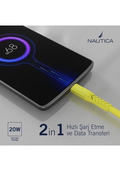 Nautica C50 USB-C to Lightning PD 20W Hızlı Şarj ve Data Kablosu 2.1M Sarı